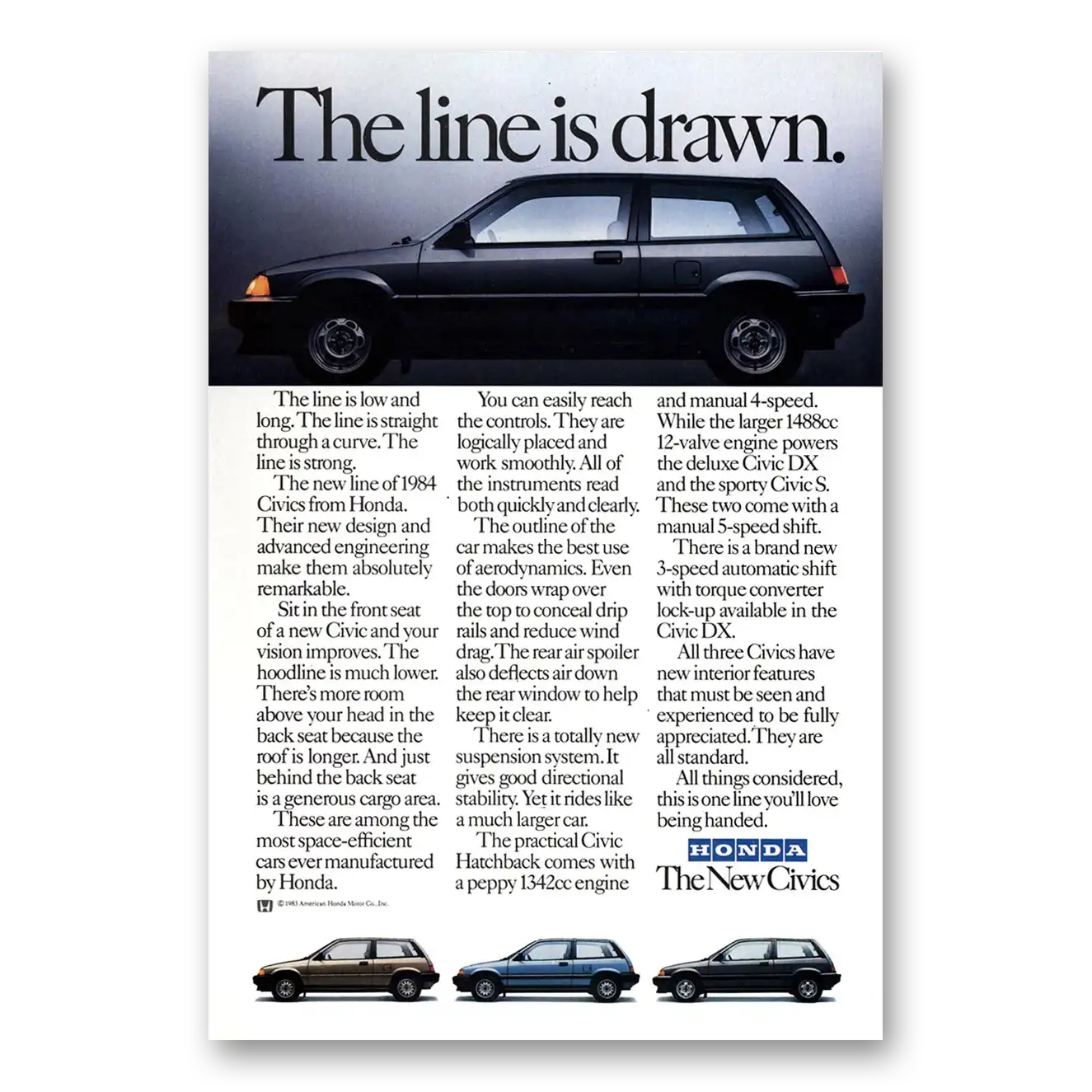 1983 Honda Civic Print Ad | Line Is Drawn
