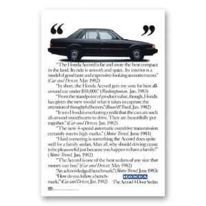 1983 Honda Accord Print Ad | Best Compact Land