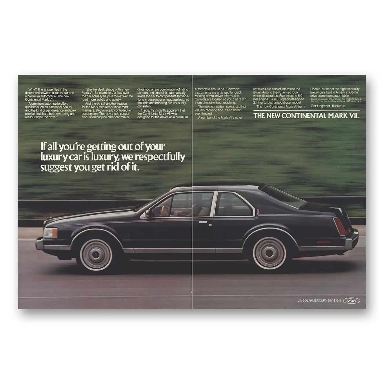1984 Lincoln Continental Mark VII Print Ad | Luxury Car