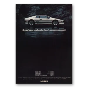 1984 Lotus Cars Print Ad | Sheer Exhilaration