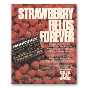 1984 Memorex Cassette Tapes Print Ad | Strawberry Fields