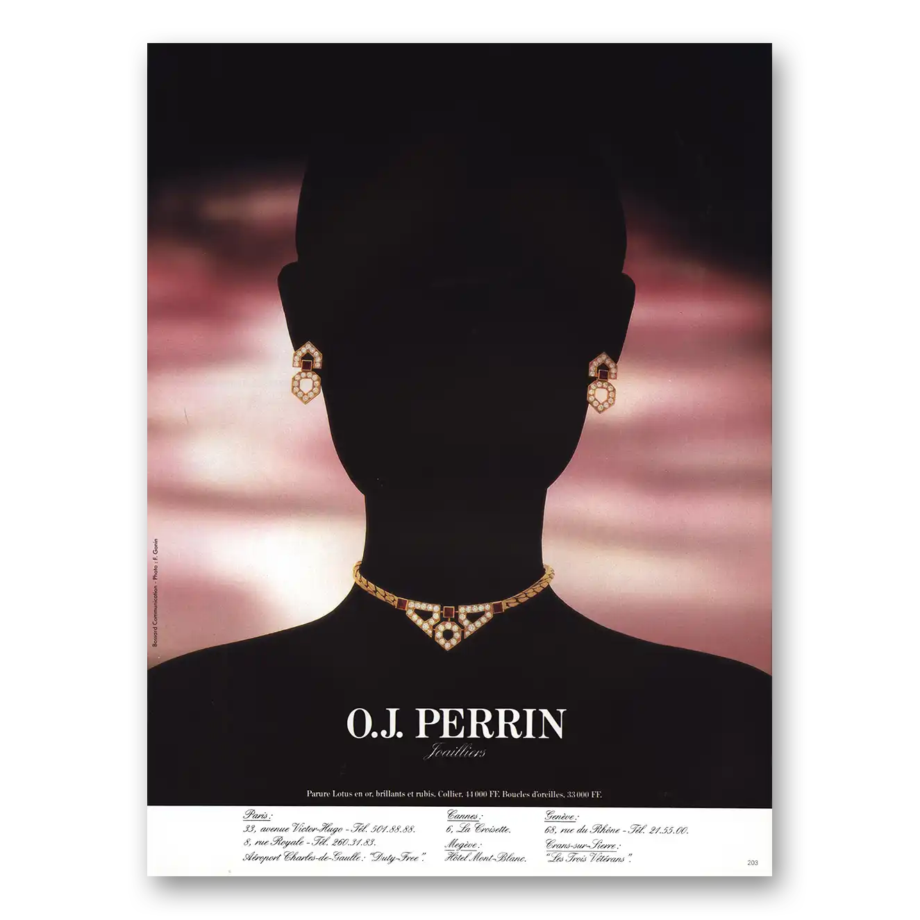 1984 O J Perrin Jewelry Print Ad | Parure Lotus