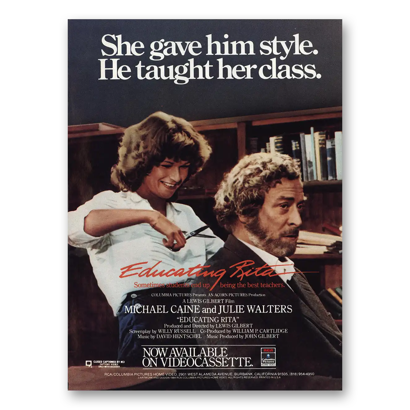 1984 Educating Rita Movie Promo Print Ad | Home Video