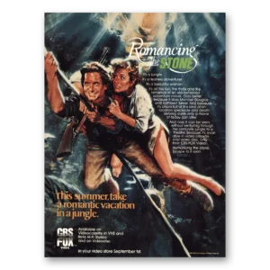 1984 Romancing the Stone Movie Promo Print Ad | Michael Douglas