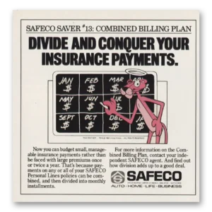 1984 Safeco Insurance Print Ad | Pink Panther Divide Conqueur