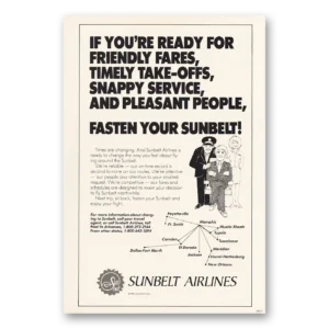 1984 Sunbelt Airlines Print Ad | Fasten Your Seatbelt