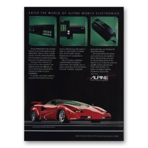 1985 Alpine Electronics Print Ad | Lamborghini