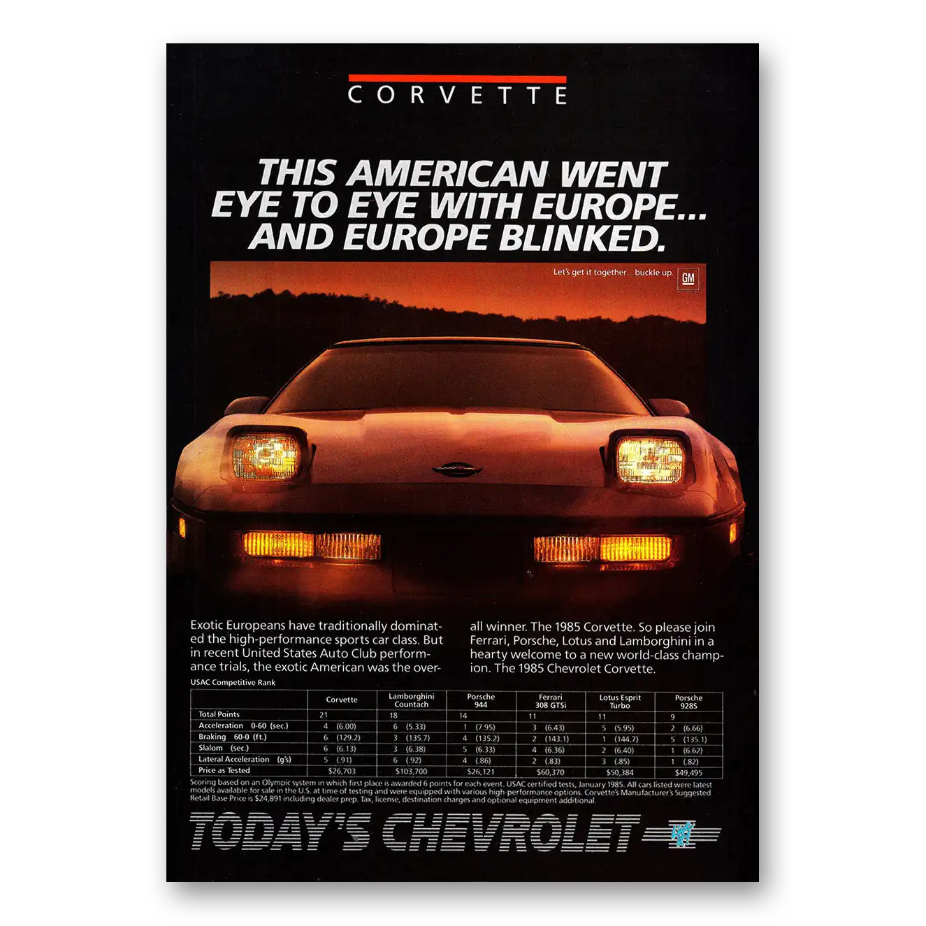 1985 Chevrolet Corvette Print Ad | Eye To Eye