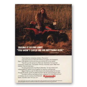 1985 Kawasaki Bayou ATV Print Ad | Catherine Bach