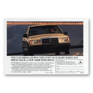 1985 Mercedes Benz Print Ad | European Delivery
