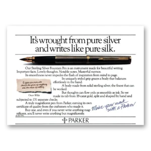 1985 Parker Fountain Pen Print Ad | Pure Silk