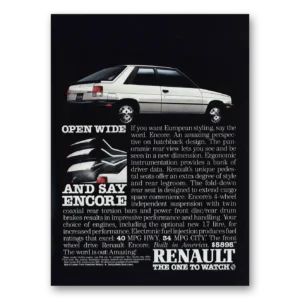 1985 Renault Encore Print Ad | Open Wide