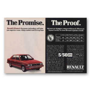 1985 Renault Alliance Print Ad | Promise Proof