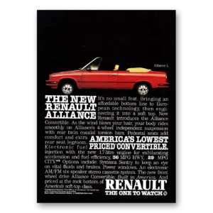 1985 Renault Alliance Print Ad | Convertible