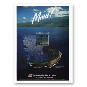1985 United Airlines Print Ad | Maui Uninhibited
