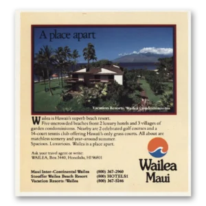 1985 Wailea Maui Print Ad | Hawaiian Air Superb Beach Resort