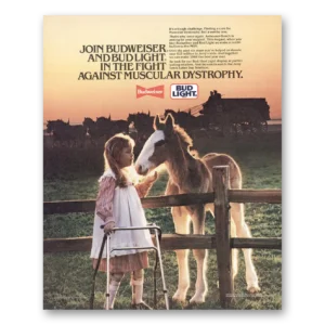 1986 Budweiser Beer Print Ad | Muscular Dystrophy