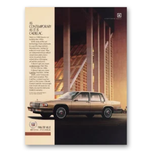 1986 Cadillac DeVille Print Ad | As Contemporary As It Is