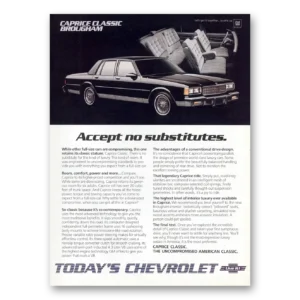 1986 Chevrolet Caprice Print Ad | No Substitutes