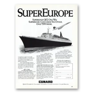 1987 Cunard Print Ad | Superliner Qe2 Corcorde