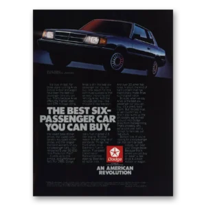 1986 Dodge Aries Print Ad | Passenger Car