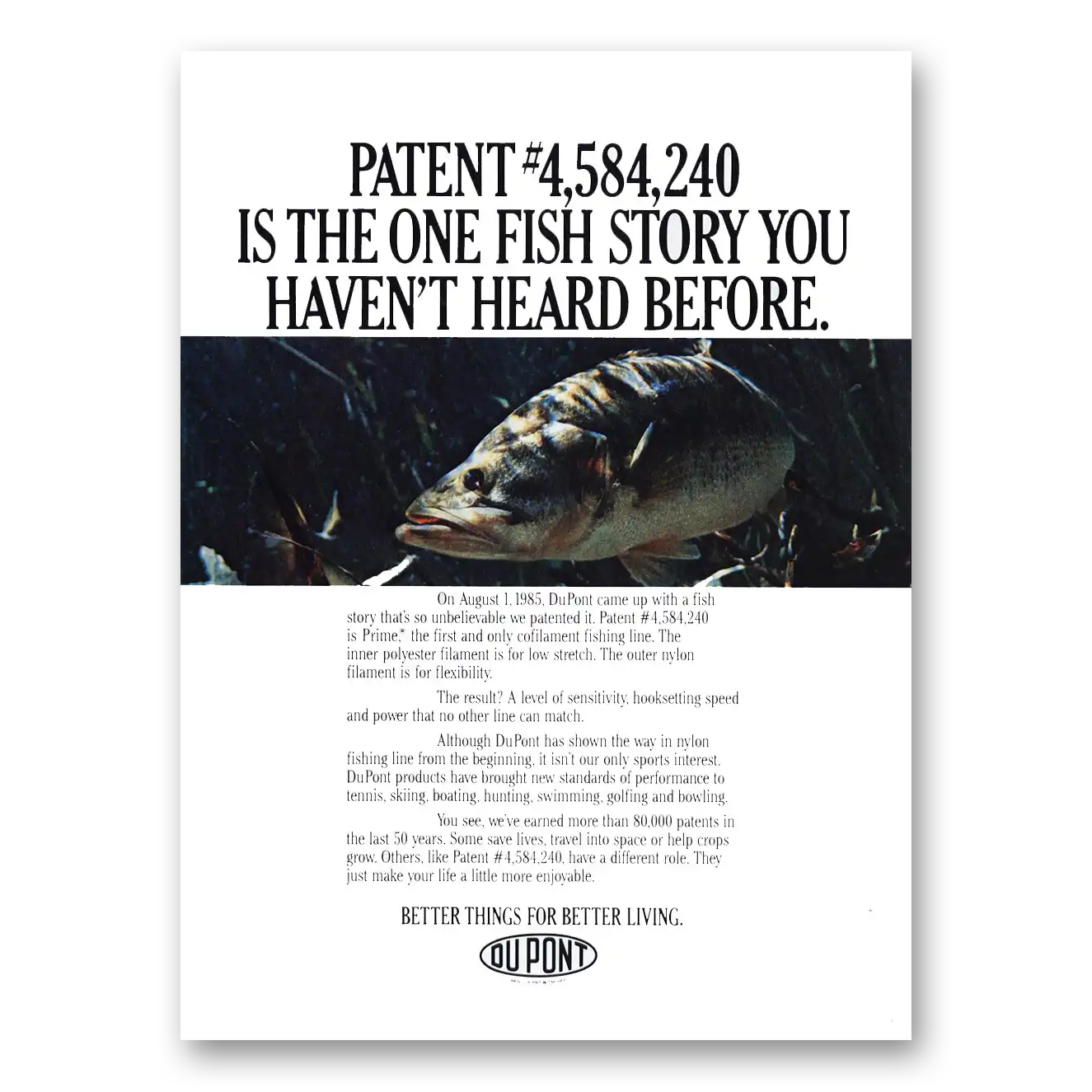 1986 DuPont Print Ad | Fish Story