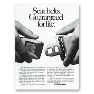 1986 Honda Print Ad | Seat Belts