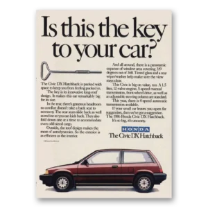 1986 Honda Civic Print Ad | Dx Hatchback