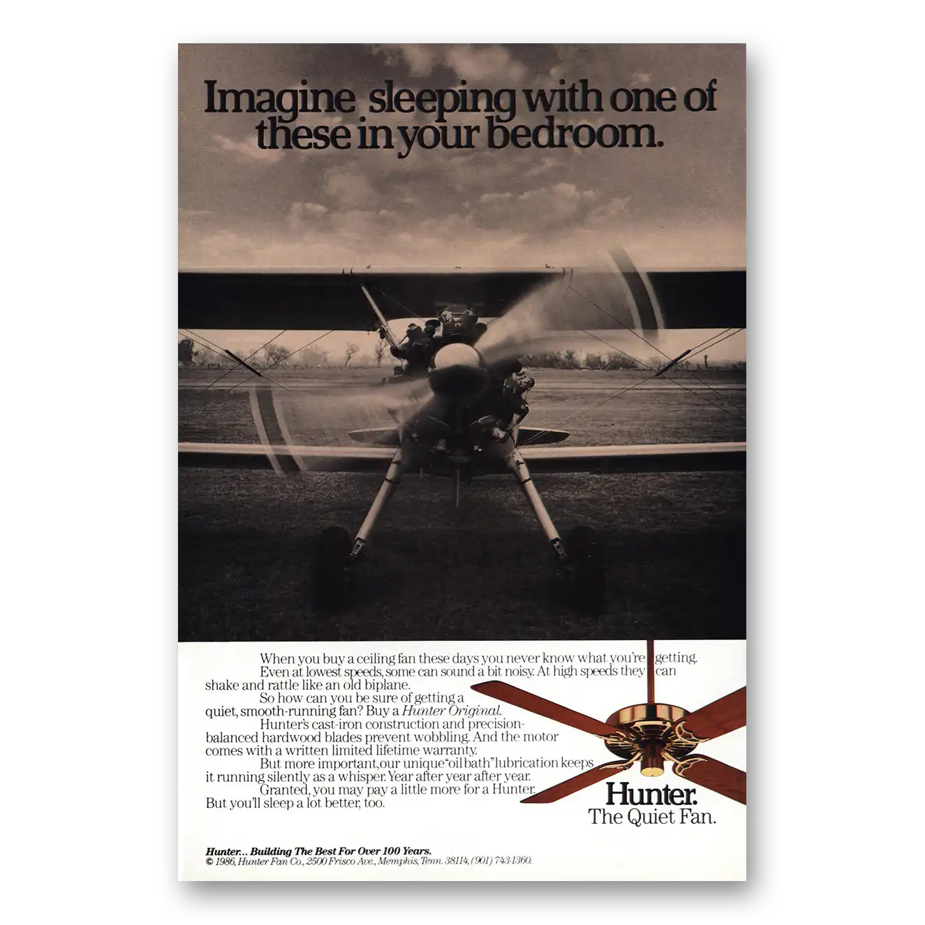 1986 Hunter Fans Print Ad | Imagine Sleeping