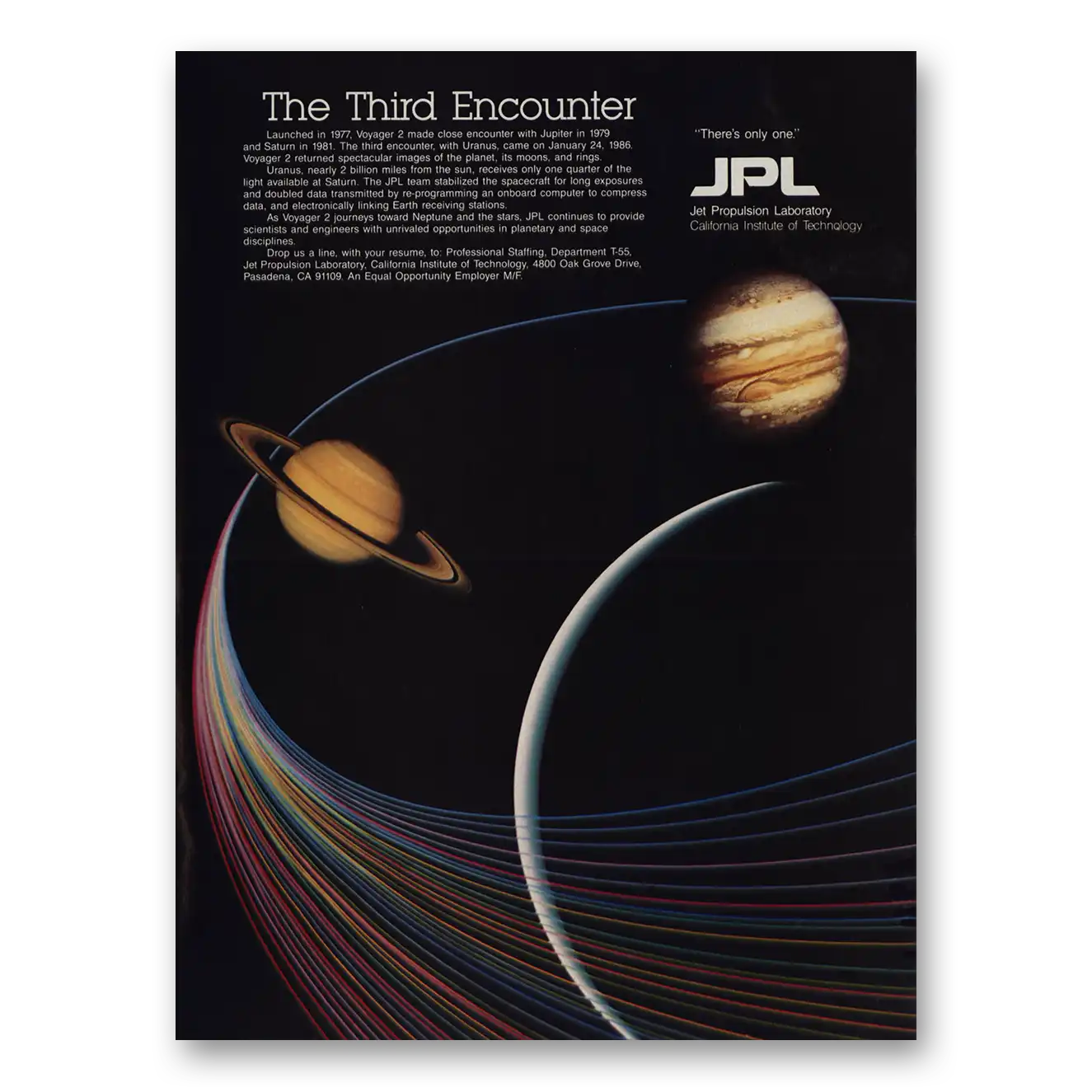 1986 JPL Jet Propulsion Lab Print Ad | Third Encounter