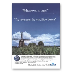1986 KLM Royal Dutch Airlines Print Ad | Wind Blow
