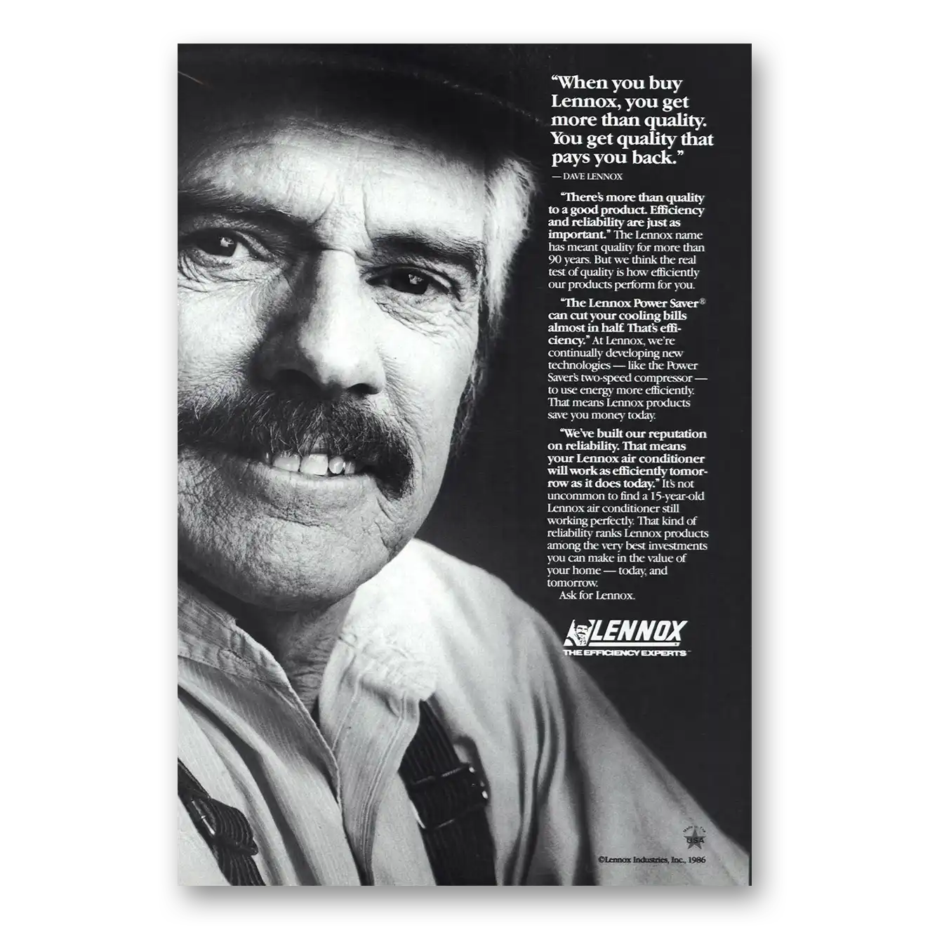 1986 Lennox Air Conditioning Print Ad | Dave Lennox