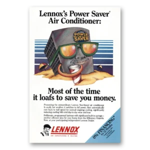1987 Lennox Air Conditioning Print Ad | Power Saver