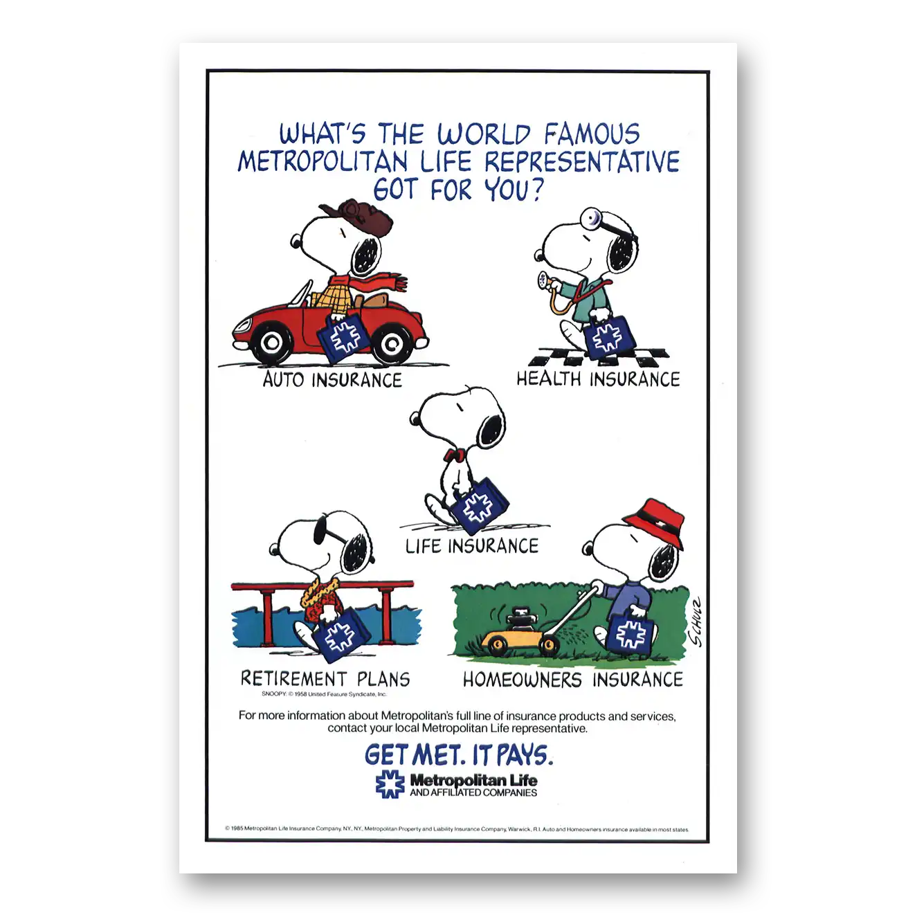 1986 Metropolitan Life Insurance Print Ad | World Famous
