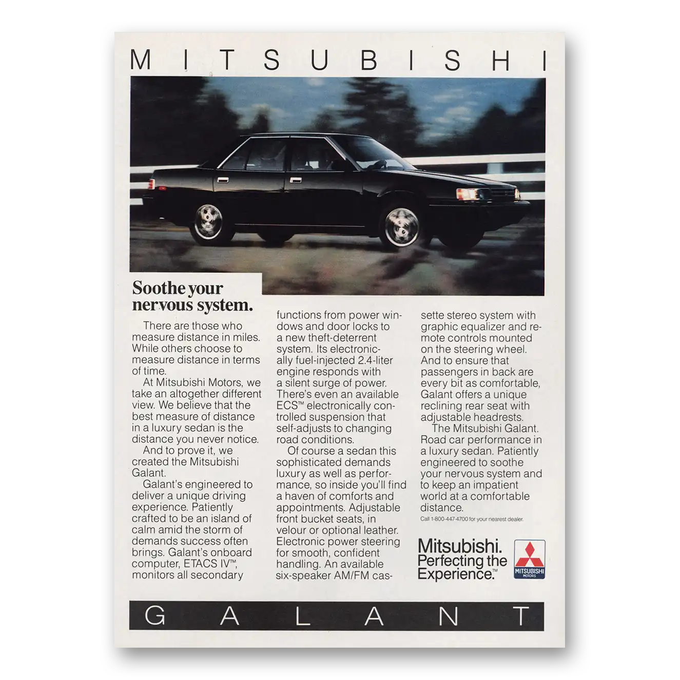 1986 Mitsubishi Galant Print Ad | Soothe