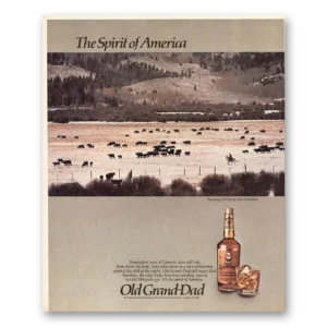 1986 Old Grand-Dad Bourbon Whiskey Print Ad | Wyoming Winter