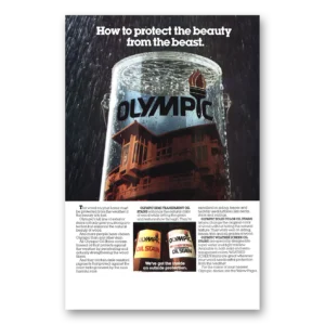 1986 Olympic Stain Print Ad | Protect Beauty