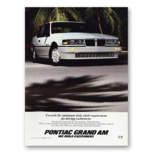1986 Pontiac Grand Am Print Ad | Adult Requirement
