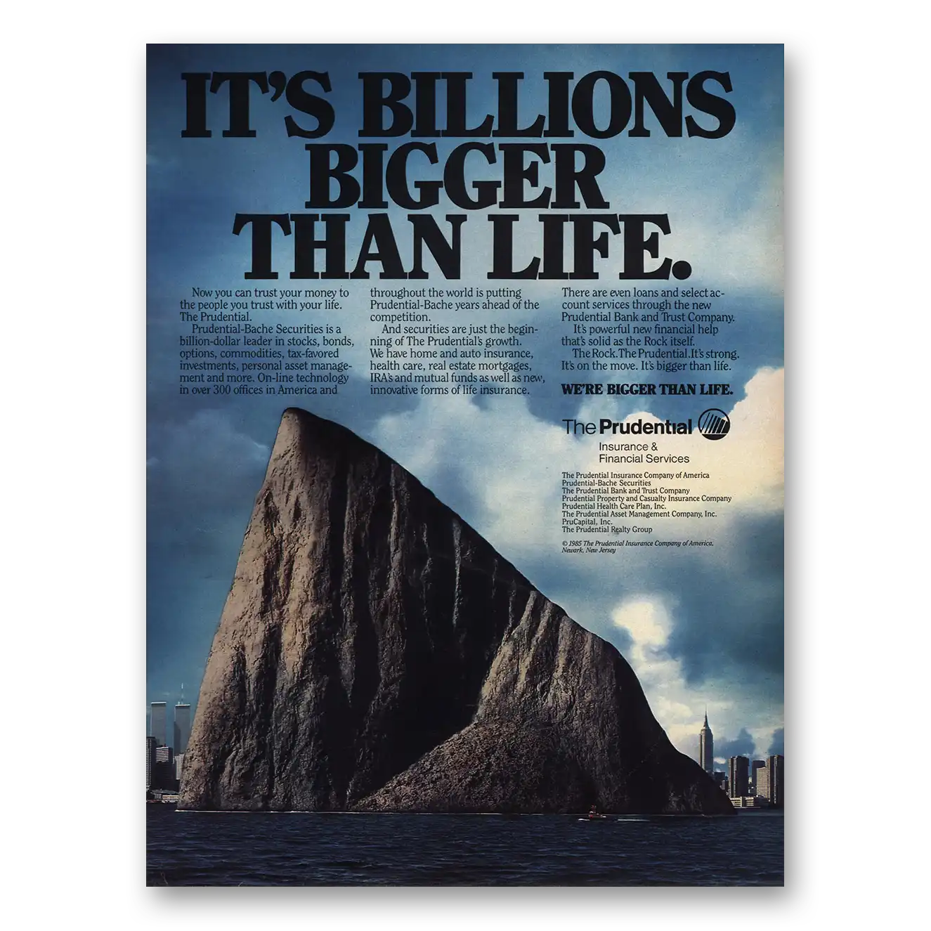 1986 Prudential Insurance Print Ad | Billions Bigger