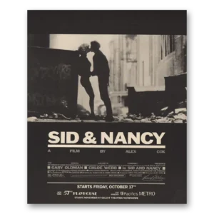1986 Sid & Nancy Movie Promo Print Ad | Gary Oldman