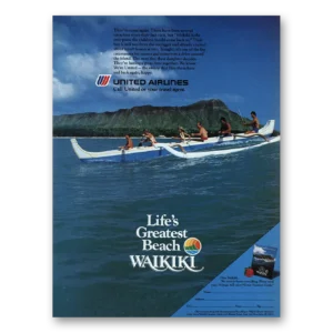 1986 United Airlines Print Ad | Greatest Beach Waikiki