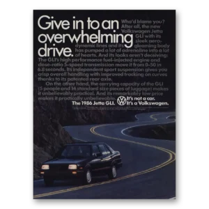 1986 Volkswagen Jetta Print Ad | Overwhelming Drive