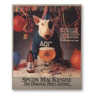 1987 Budweiser Beer Print Ad | Spuds Mackenzie