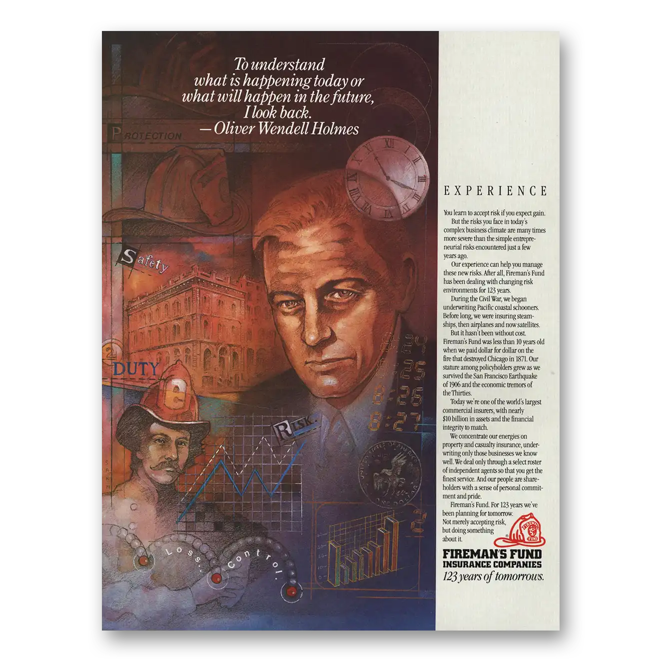 1987 Firemans Fund Print Ad | Oliver Wendell Holmes
