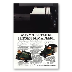 1987 John Deere Mowers + Tractors Print Ad | Get More Horses