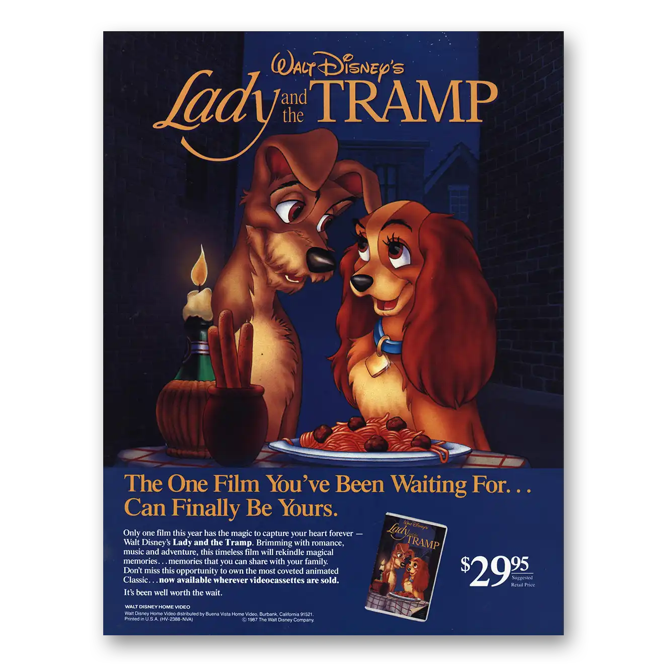 1987 Lady and the Tramp Promo Print Ad | Finally Yours