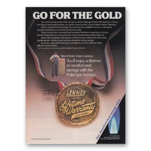 1987 Lennox Lifetime Warranty Print Ad | Go For Gold
