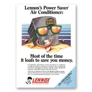 1987 Lennox Air Conditioning Print Ad | Power Saver