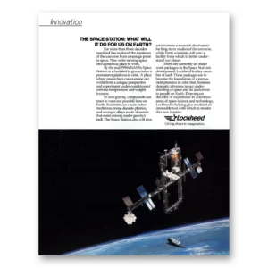 1987 Lockheed Missiles & Space Print Ad | Space Station