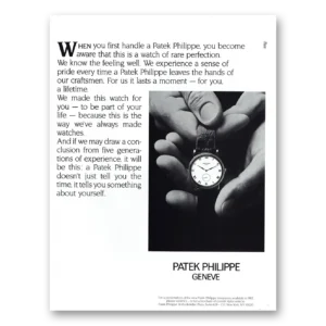 1987 Patek Philippe Watch Print Ad | First Handle